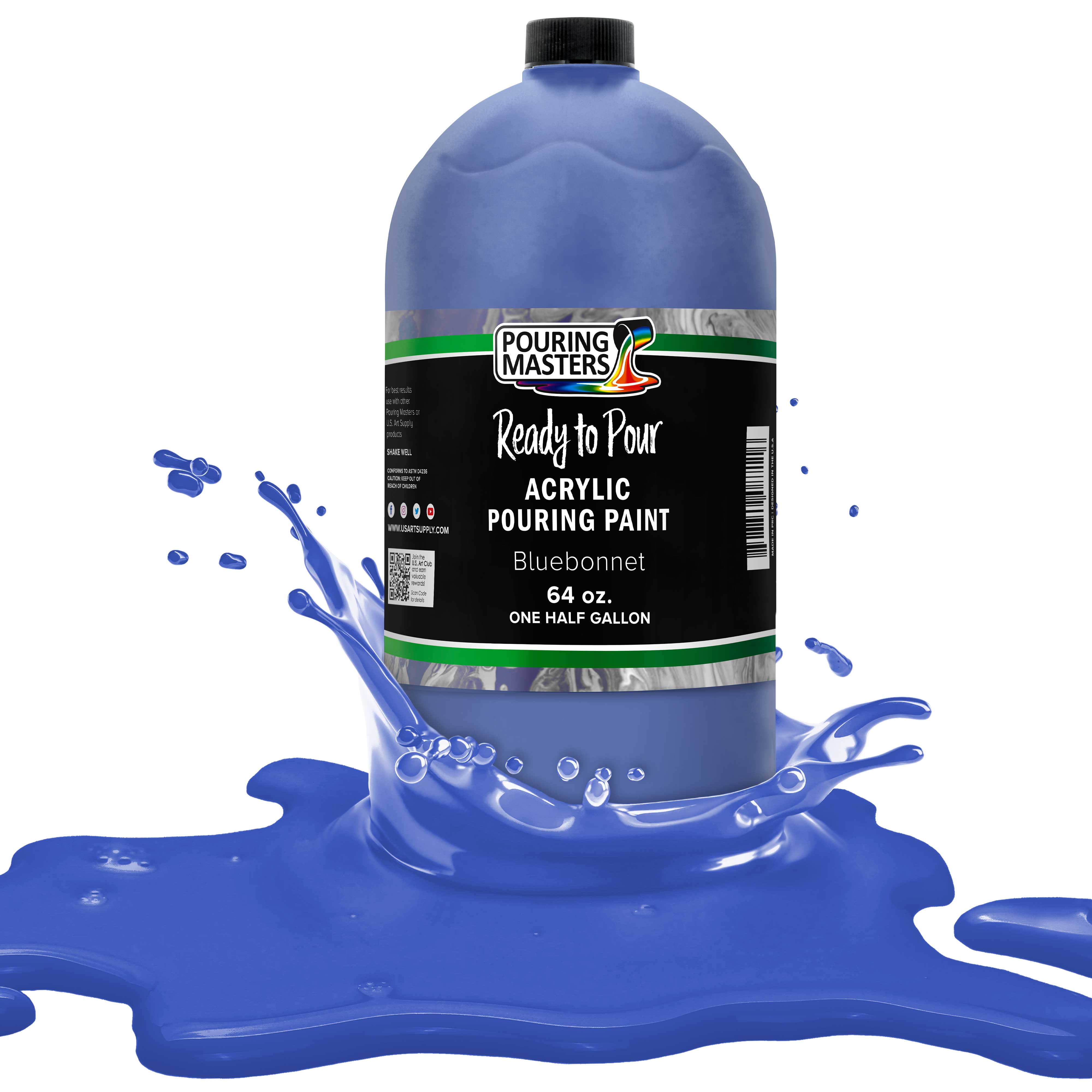 Bluebonnet Acrylic Ready to Pour Pouring Paint Premium 64-Ounce Pre-Mixed  Water-Based - for Canvas, Wood, Paper, Crafts, Tile, Rocks and More